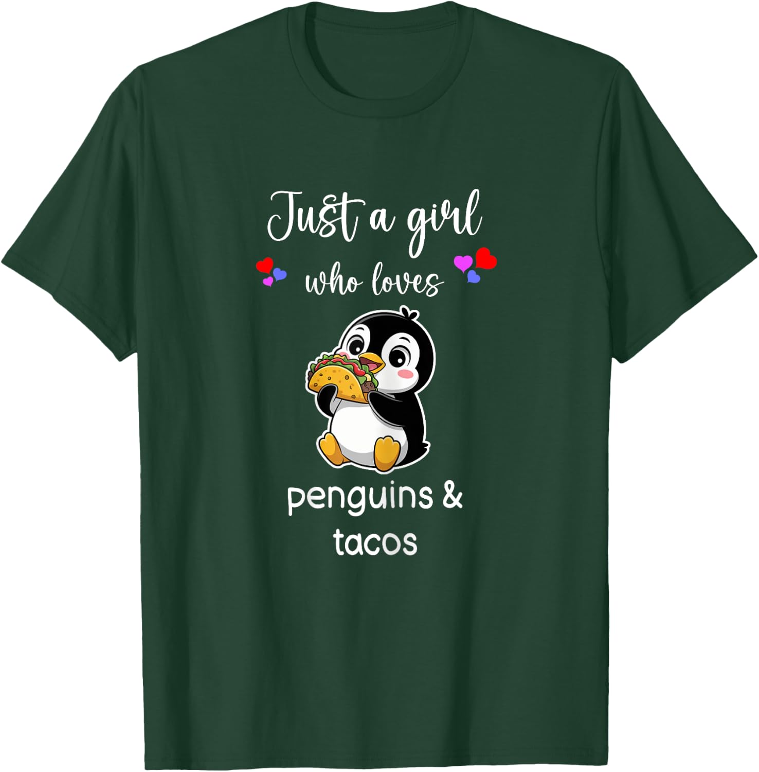 Penguin Taco Shirt Girls Cute Penguin Tacos T-Shirt - T-Shirt | Forest
