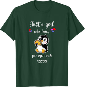 Penguin Taco Shirt Girls Cute Penguin Tacos T-Shirt - T-Shirt | Forest