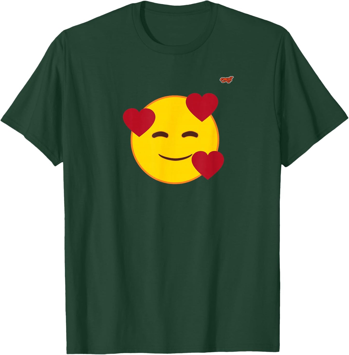 Emoticon Yellow Smile Face Smile Floating Hearts Love , Black, S T-Shirt - T-Shirt | Forest