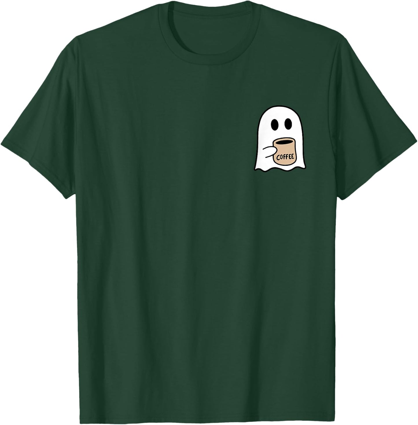 Ghost Drinking Coffee Funny Halloween Costume Coffee Lover T-Shirt - T-Shirt | Forest