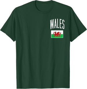 Wales Flag Welsh Pocket Football Soccer Fan Men Women Kids T-Shirt - T-Shirt | Forest