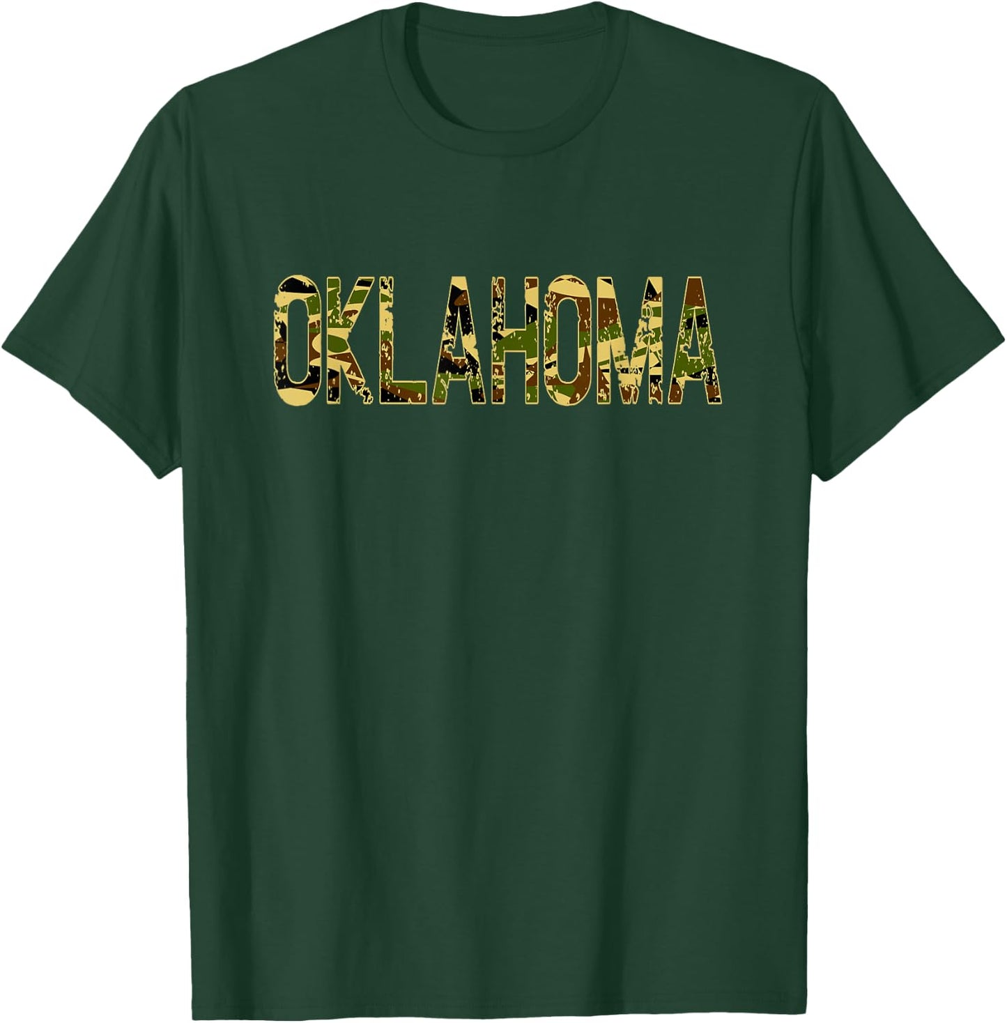 Oklahoma Camo Distressed T-Shirt - T-Shirt | Forest