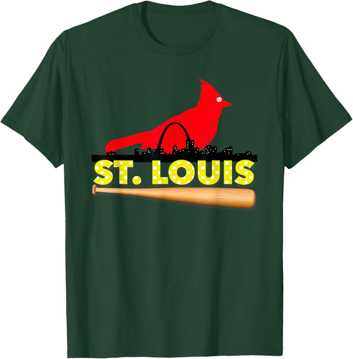 Saint Louis Red Cardinal Eye Bird Ball and Skyline T-Shirt - T-Shirt | Forest