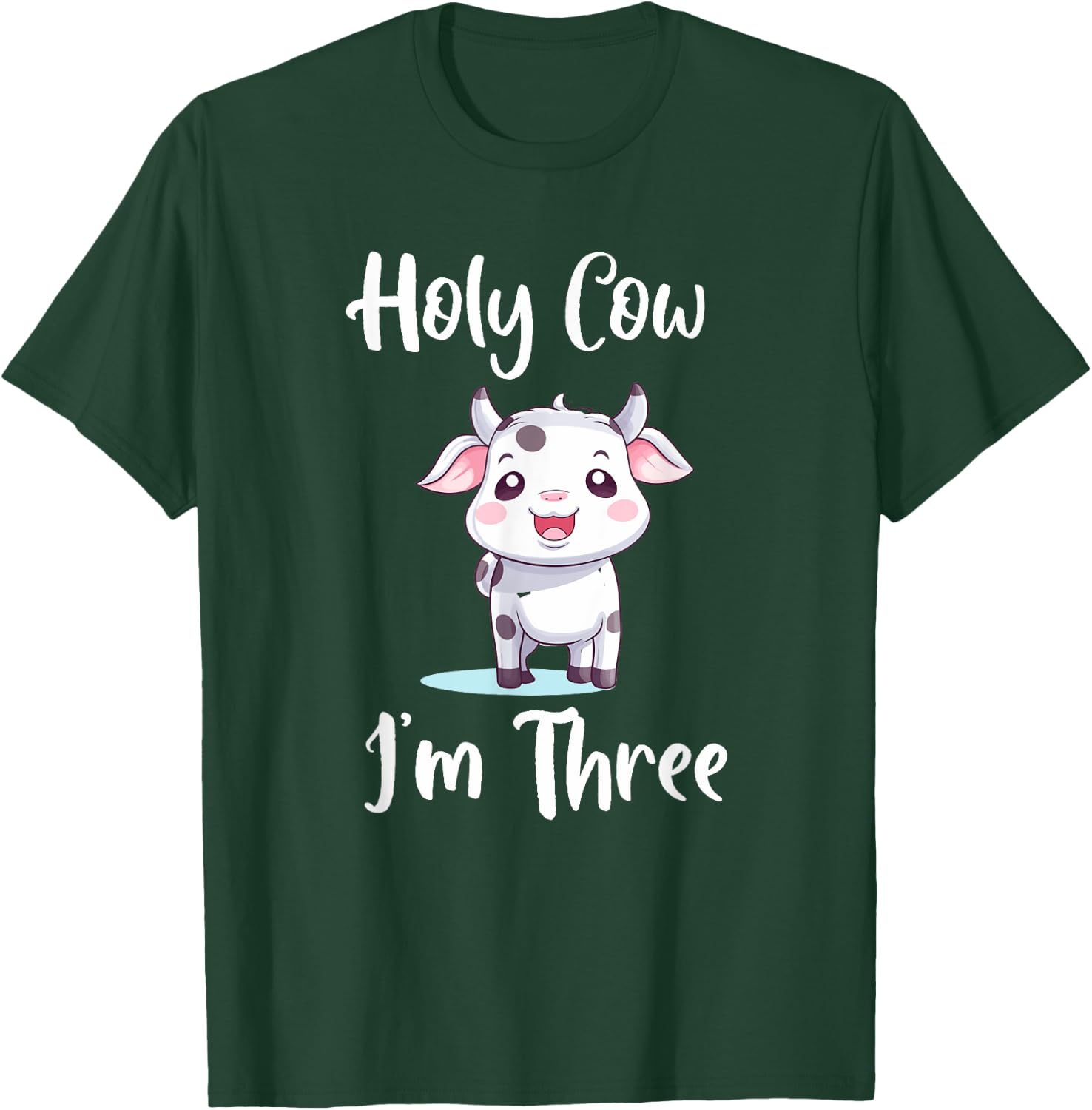 Holy Cow Im Three Kids Birthday T-Shirt - T-Shirt | Forest