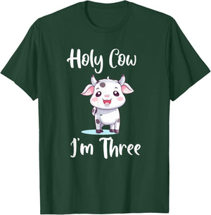 Holy Cow Im Three Kids Birthday T-Shirt - T-Shirt | Forest