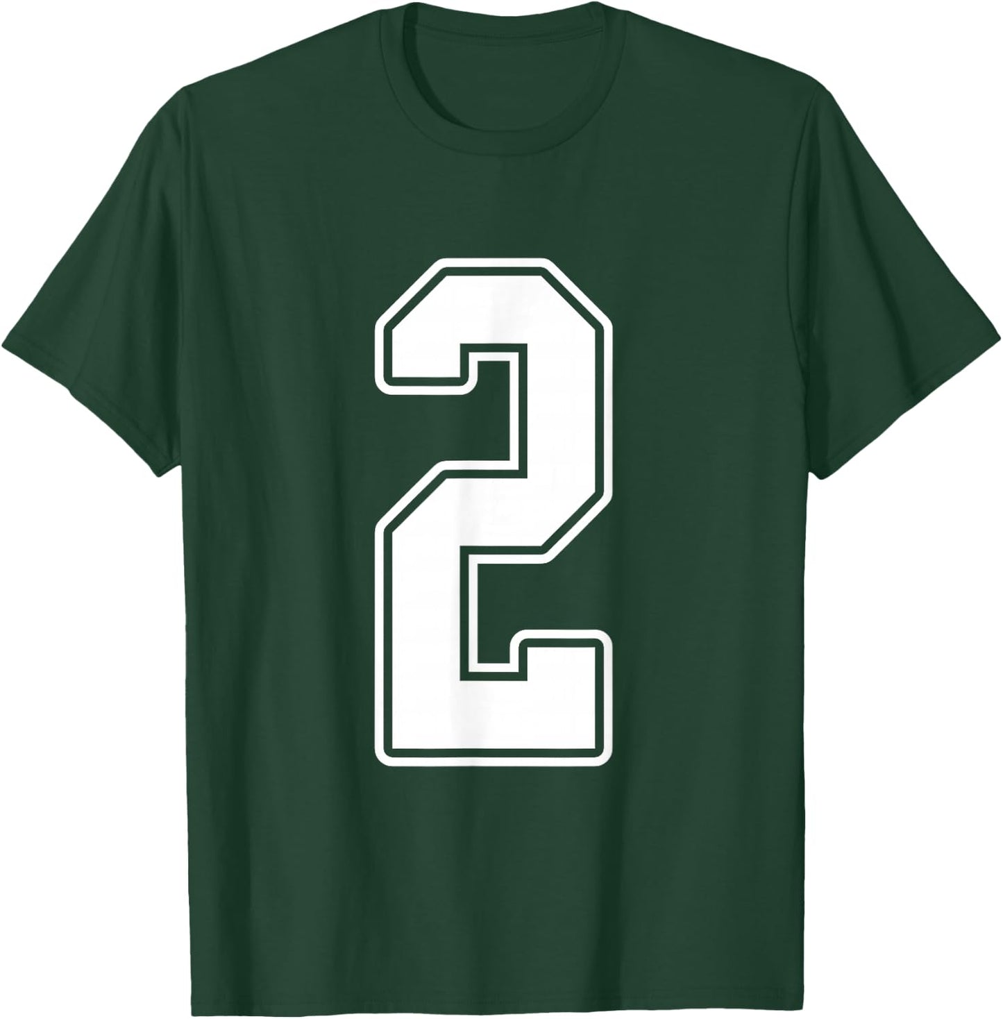 #2 White Outline Number 2 Sports Fan Jersey Style Football T-Shirt - T-Shirt | Forest