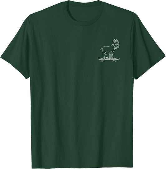 Funny Skateboarder Goat - Goat on a Skateboard T-Shirt - T-Shirt | Forest