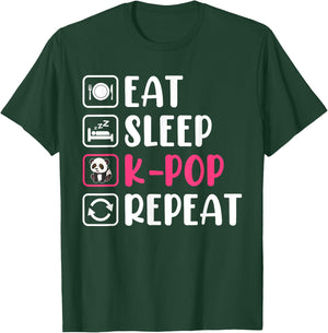 Eat Sleep K-pop Repeat Panda T-Shirt - T-Shirt | Forest