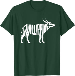 Philippines Carabao Water Buffalo Word Art - Funny Animal T-Shirt - T-Shirt | Forest