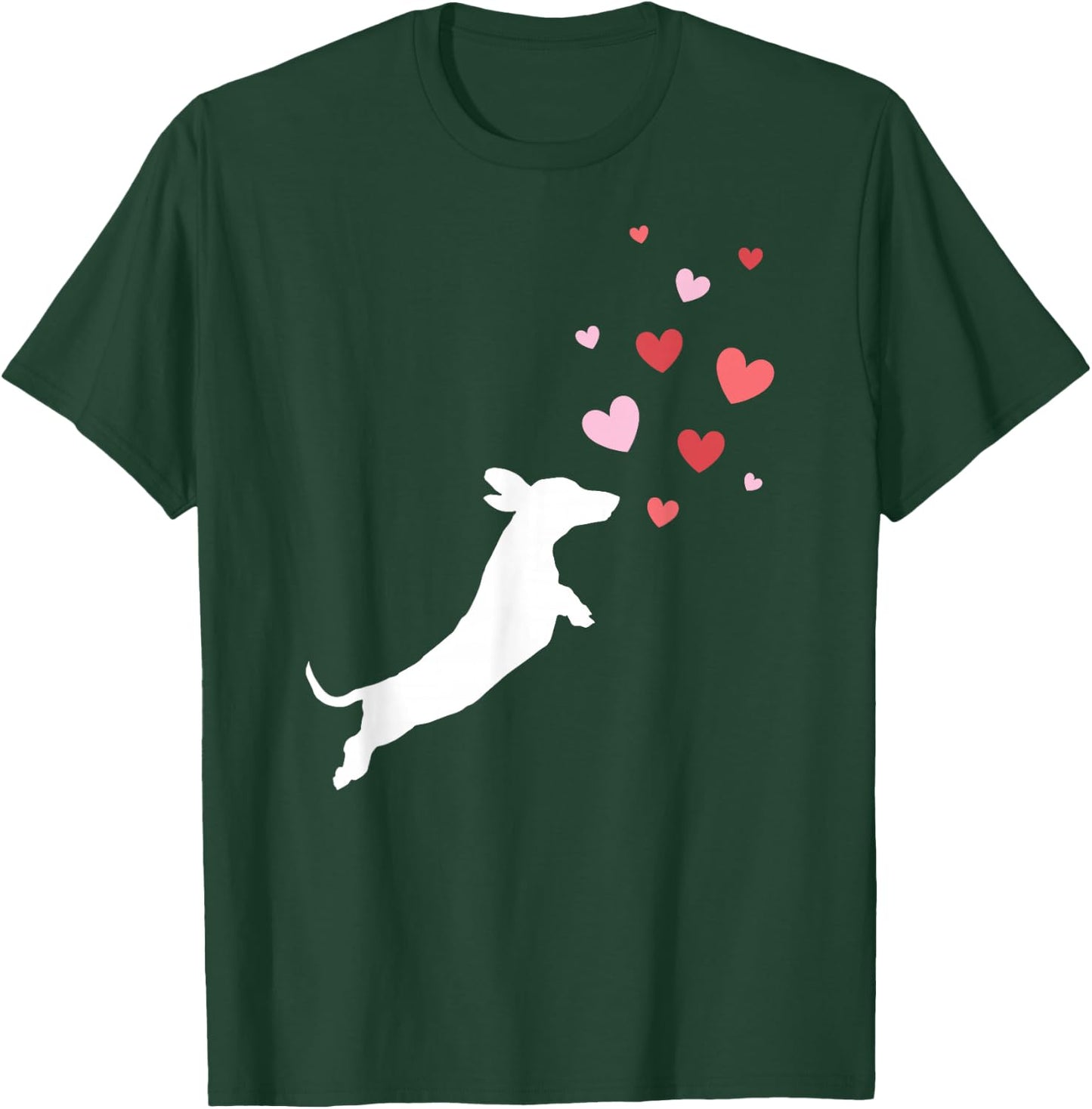 Valentine's Day - Dachshund Chasing Hearts T-Shirt - T-Shirt | Forest