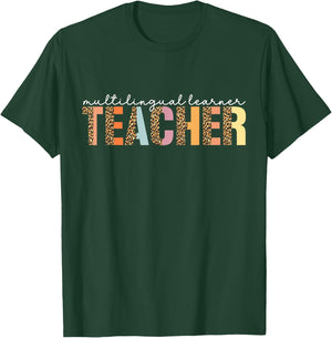Multilingual Learner Teacher Leopard Multilingual Learners T-Shirt - T-Shirt | Forest