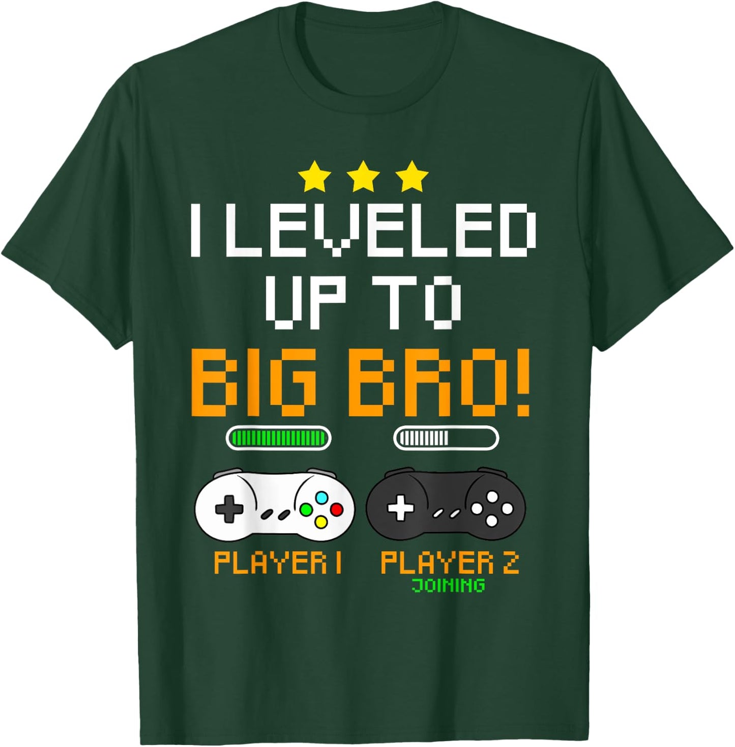 Big Bro Announcement Level Up Player 1 Player 2 Sibling Gift T-Shirt - T-Shirt | Forest
