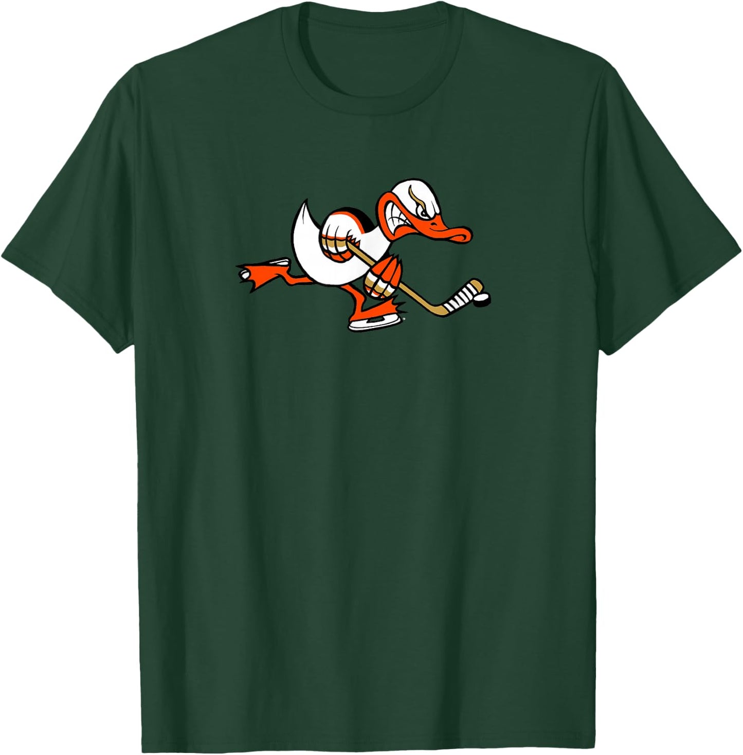 Cute Graphic Cartoon Duck Mascot Playing Ice Hockey T-Shirt - T-Shirt | Forest