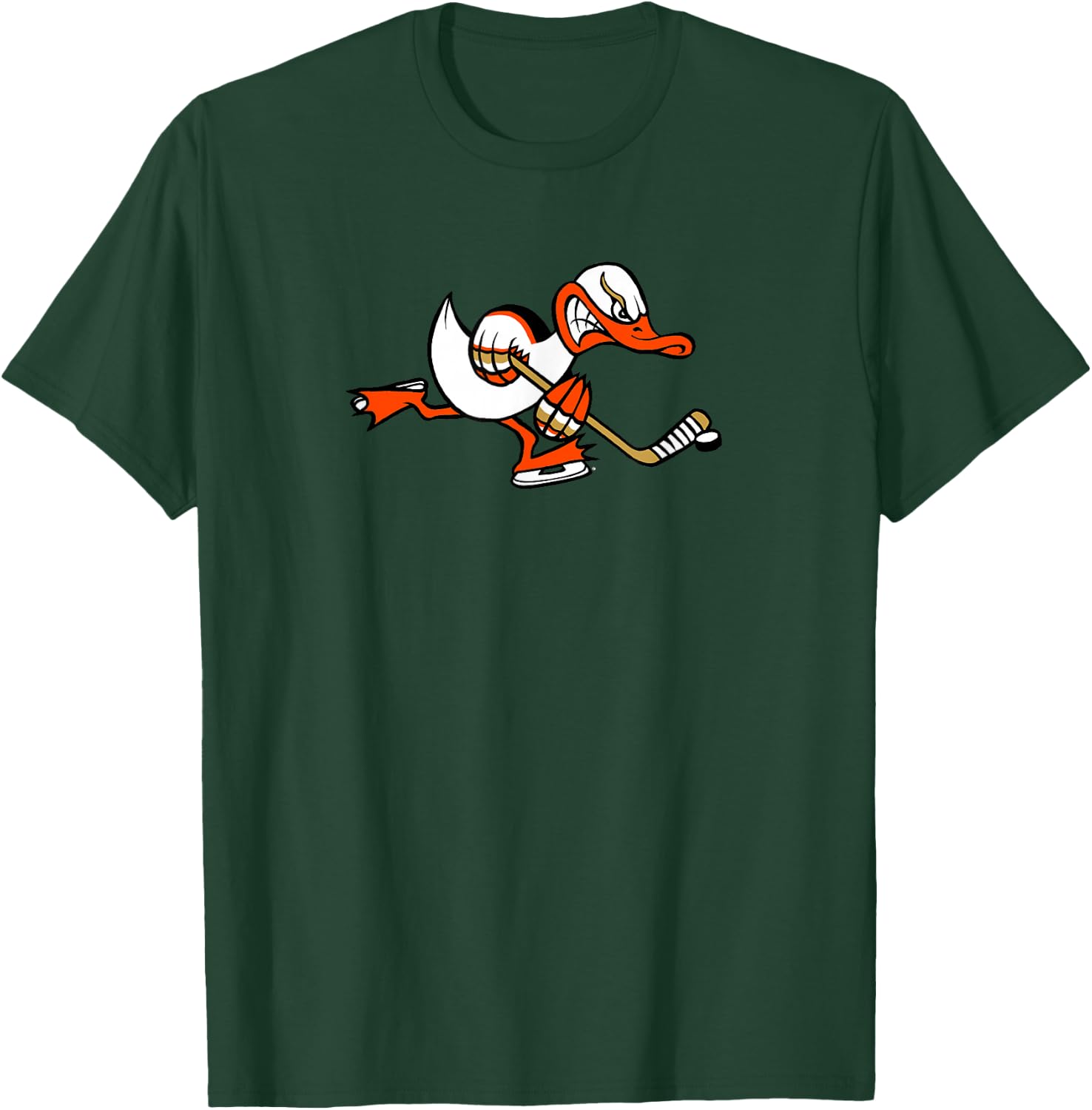 Cute Graphic Cartoon Duck Mascot Playing Ice Hockey T-Shirt - T-Shirt | Forest