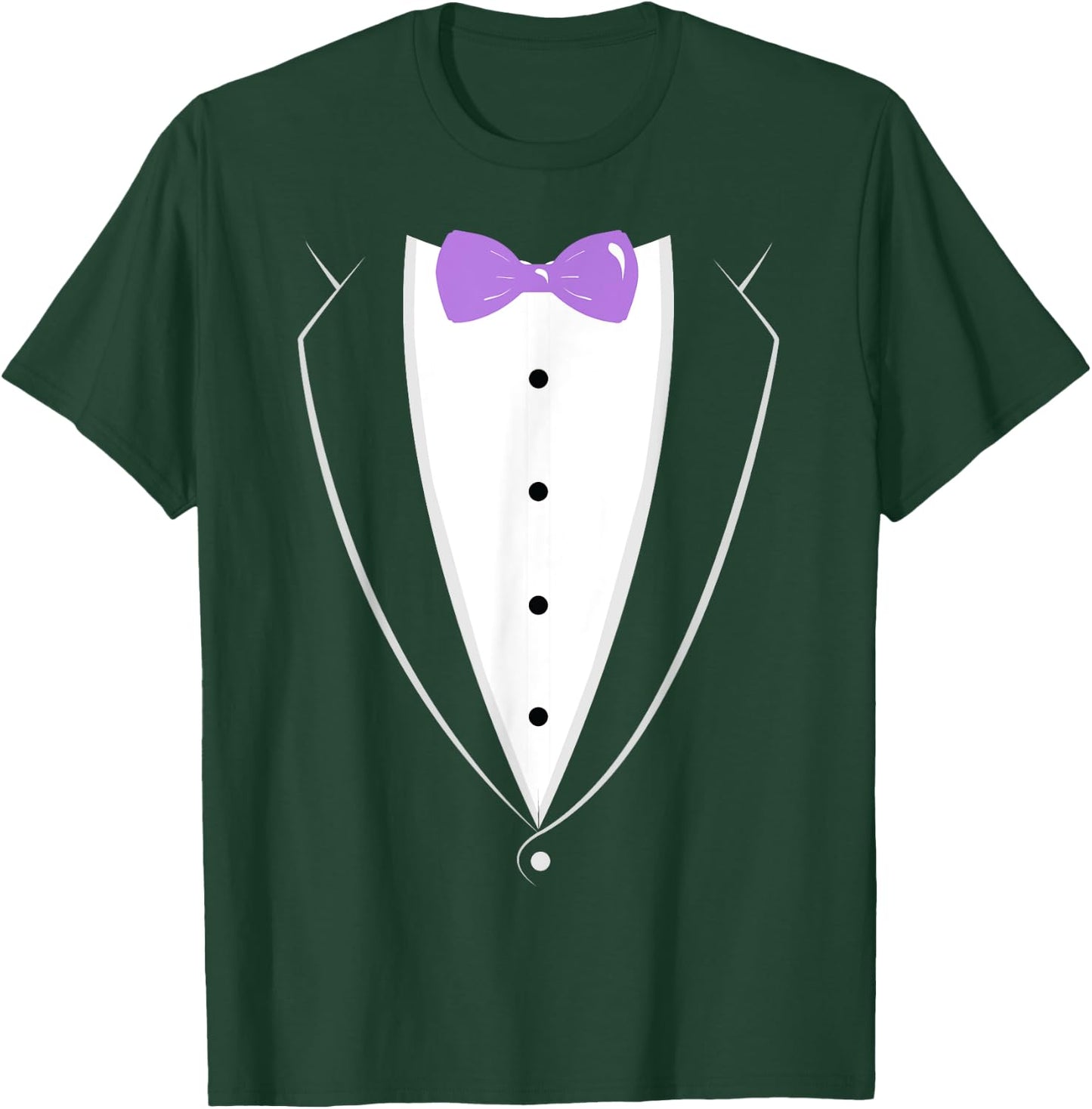 Black and White Tuxedo with Lavender Bow tie Novelty T Shirt T-Shirt - T-Shirt | Forest