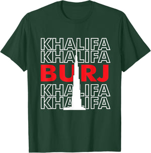 Burj Khalifa Skyscraper from Dubai United Arab Emirates T-Shirt - T-Shirt | Forest