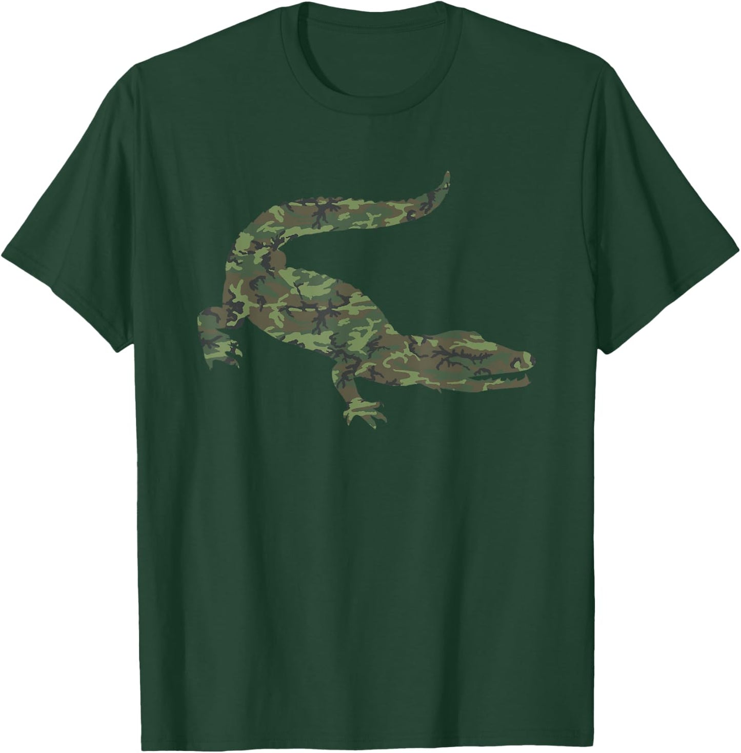 Military Alligator Camo Print US Crocodile Veteran Men Gift T-Shirt - T-Shirt | Forest