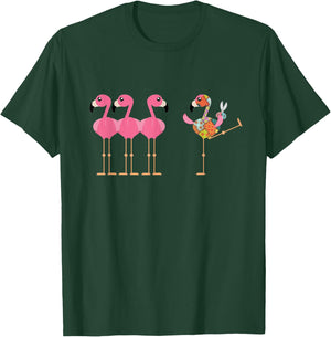 Quilting Flamingo Loves Sewing Machine T-Shirt - T-Shirt | Forest