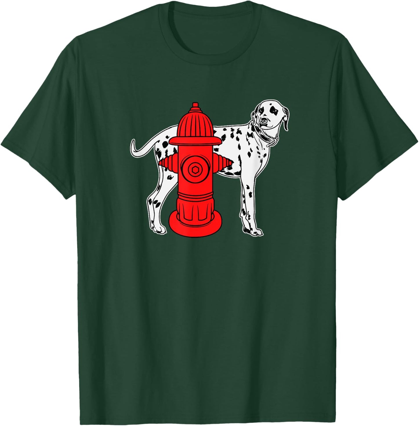 Fire Hydrant Shirt For Firefighters Dalmation Dog Mascot Women Girls Kids T-Shirt - T-Shirt | Forest