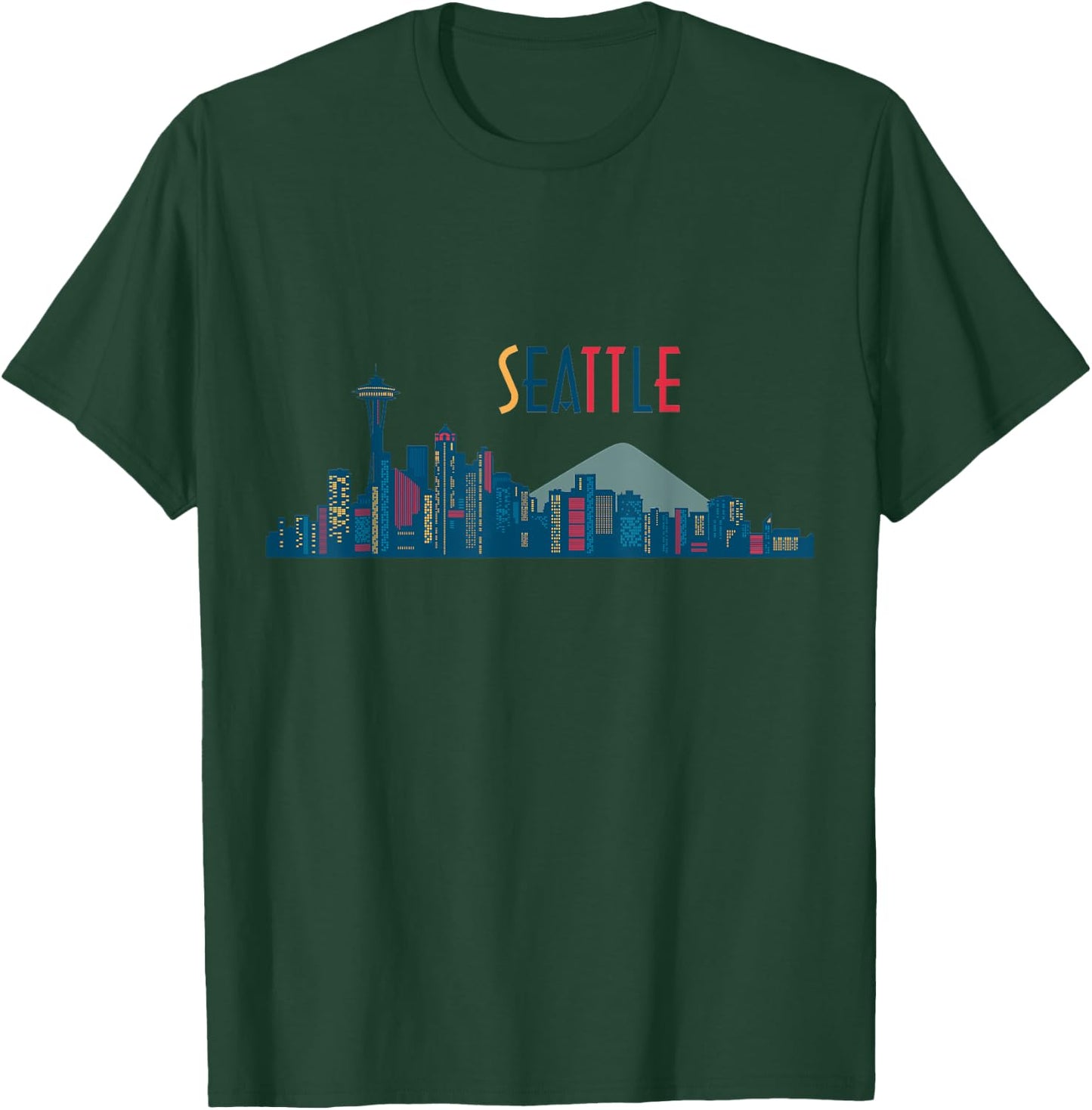 Seattle Skyline Vintage Seattle Washington T-Shirt - T-Shirt | Forest