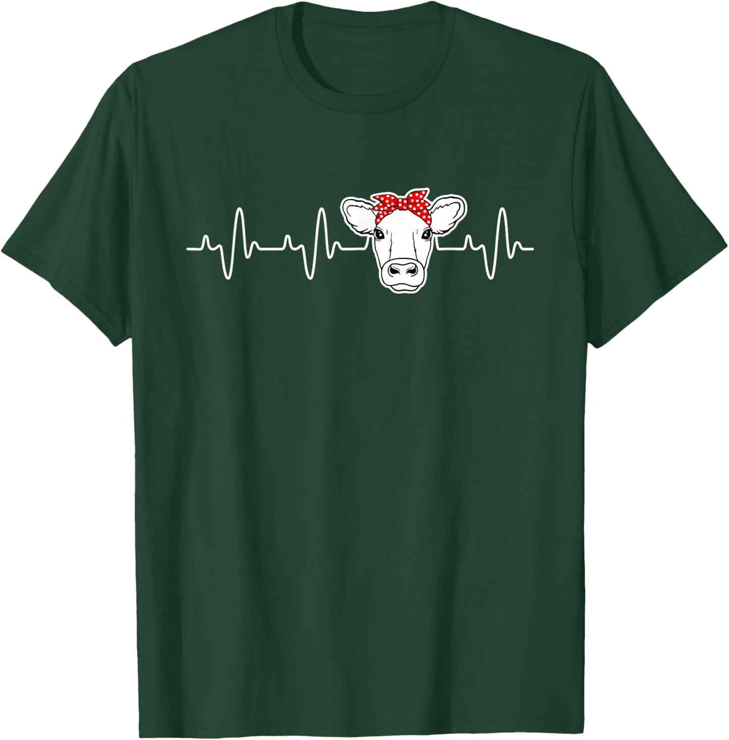 Cattle Cow Heart Valve EKG Heartbeat, Cute Cow Lover funny T-Shirt - T-Shirt | Forest