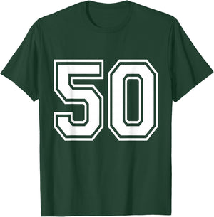 Number 50 Varsity Sports Team Jersey 50th Birthday 50 Years T-Shirt - T-Shirt | Forest