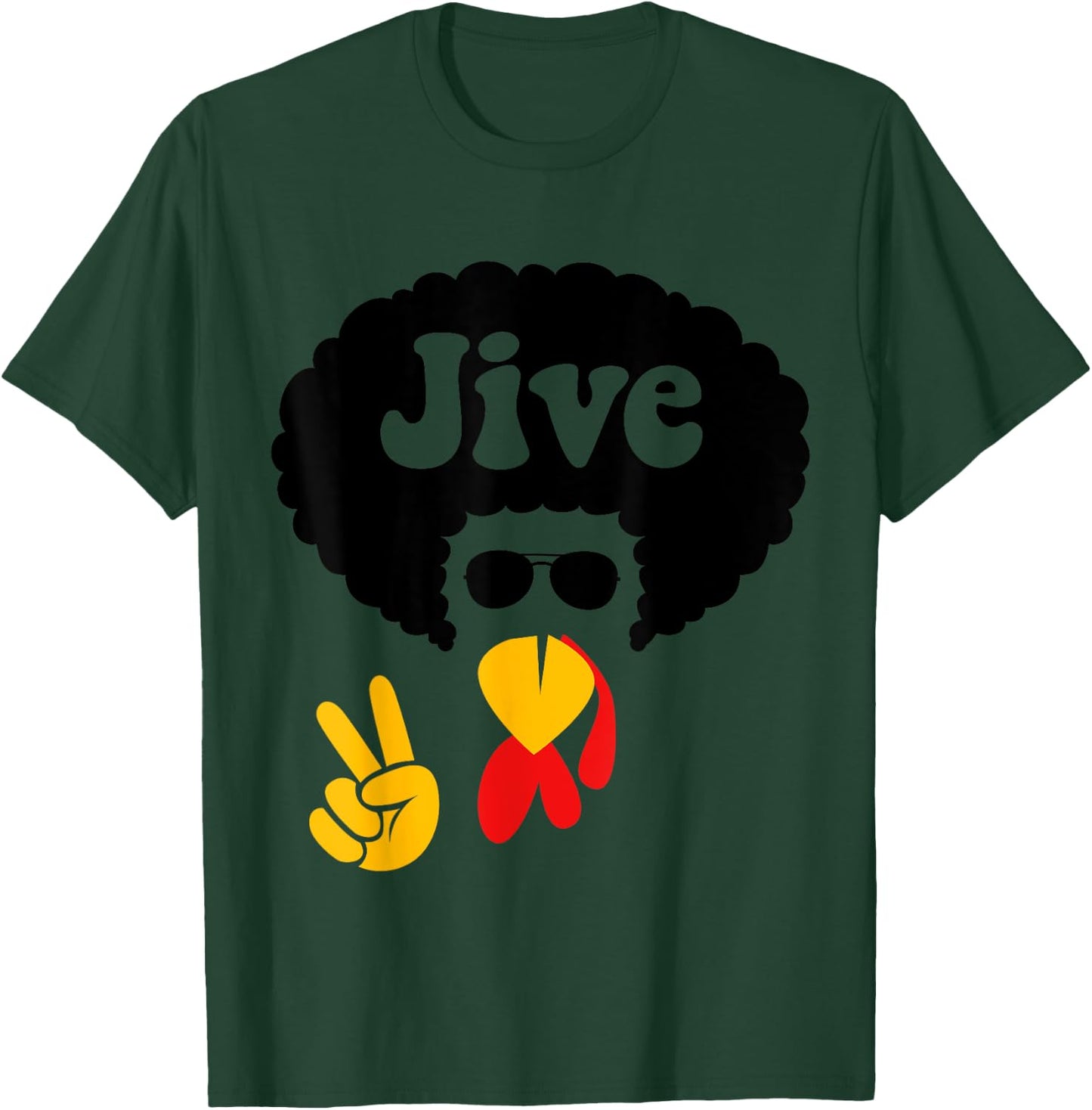 Peace Sign Jive Turkey Face Funny Thanksgiving Shirt Gift T-Shirt - T-Shirt | Forest