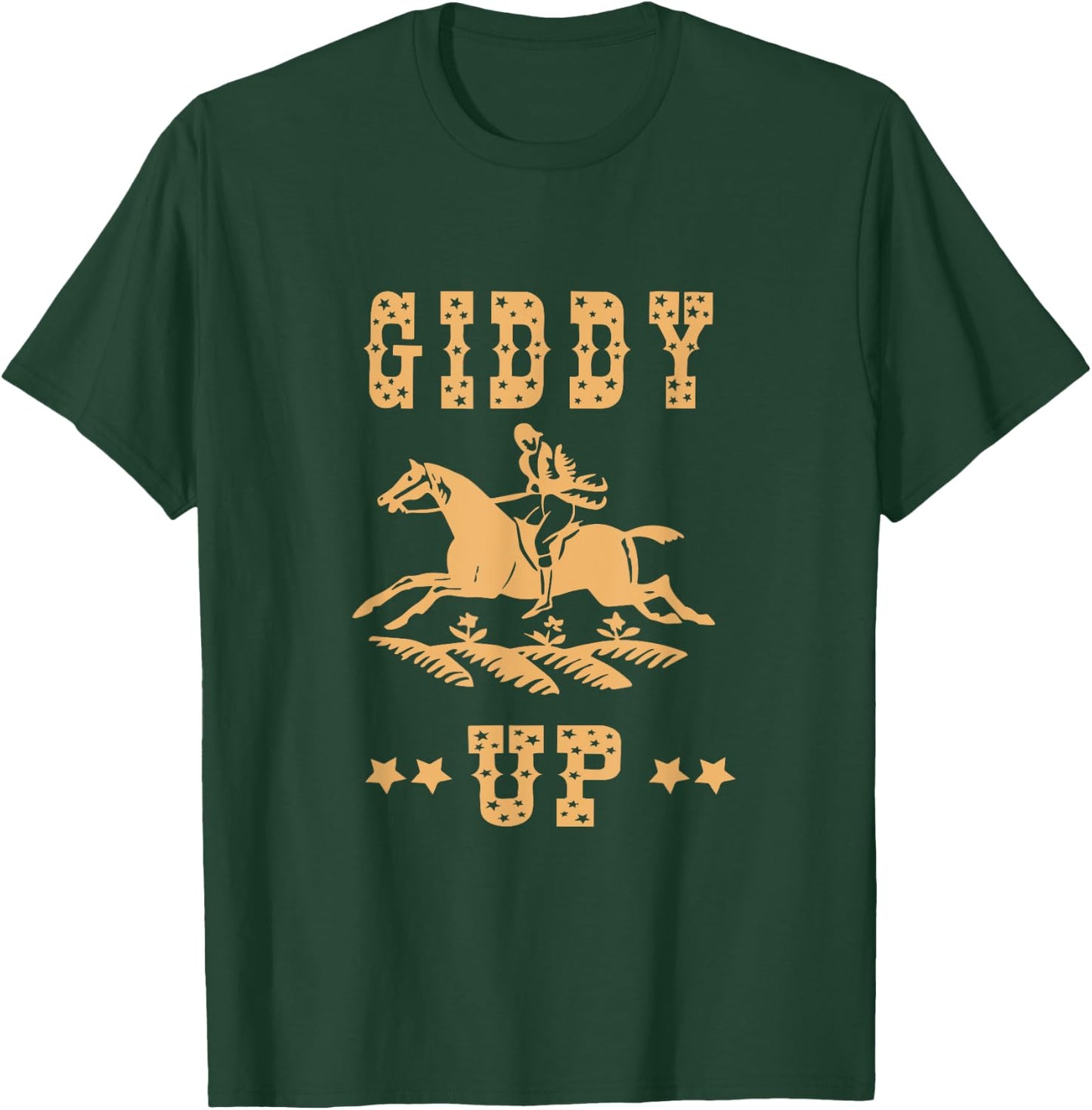 Giddy up, Cowboy, Cowgirl, Vintage Yellow Retro Gift T-Shirt - T-Shirt | Forest
