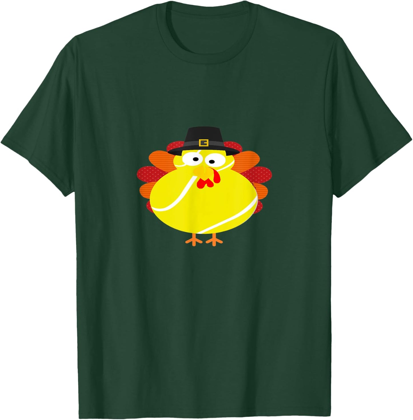 Thanksgiving Turkey Tennis - Tennis Pilgrim Turkey T-Shirt - T-Shirt | Forest