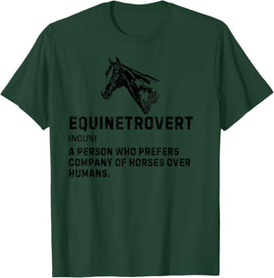 Equinetrovert Horse Definition Horse Riding Funny Horse T-Shirt - T-Shirt | Forest