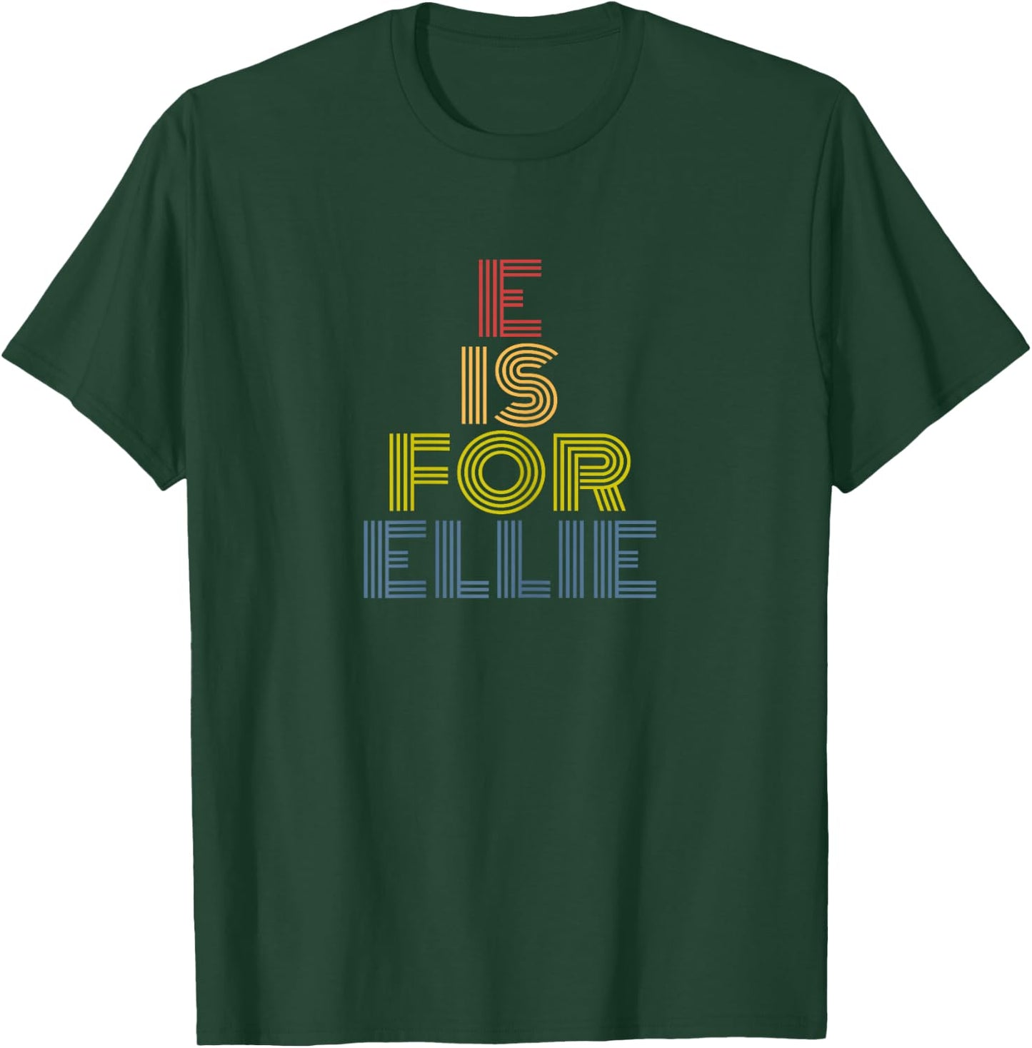 E Is For Ellie Retro Rainbow Letter E Name T-Shirt - T-Shirt | Forest