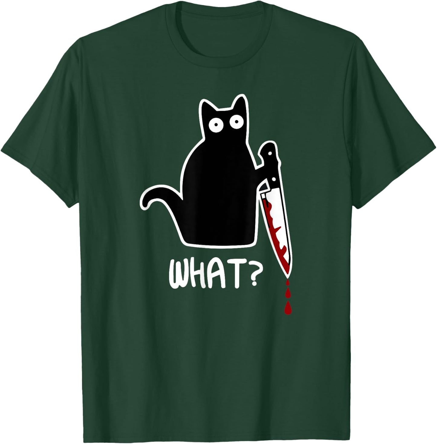 Funny Black What Cat - Murderous Kitty Cat with Knife Women T-Shirt - T-Shirt | Forest