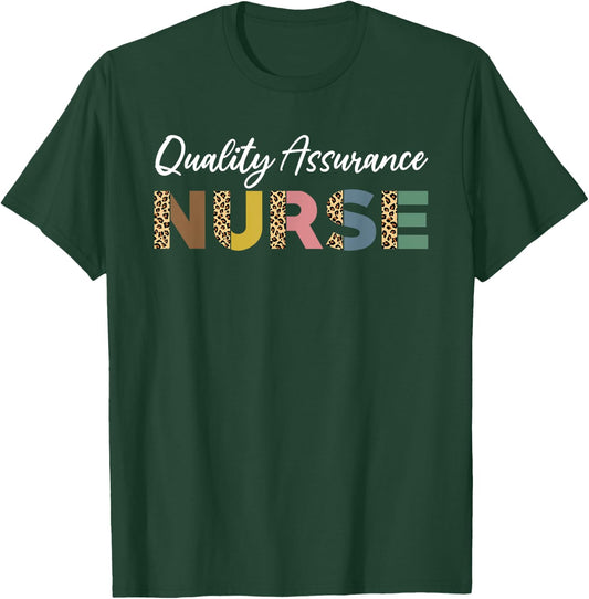 Quality Assurance Nurse Leopard Pattern QA Nurse Outfit T-Shirt - T-Shirt | Forest
