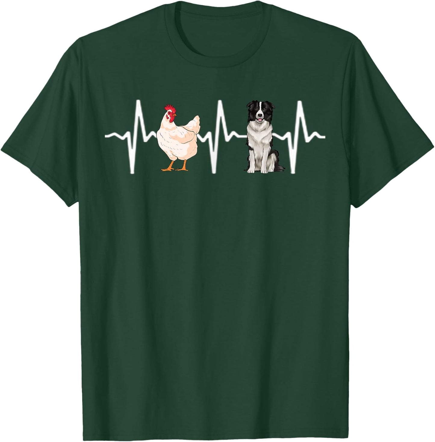 Hen Chicken Border Collie Heartbeat Dog Lover T-Shirt - T-Shirt | Forest
