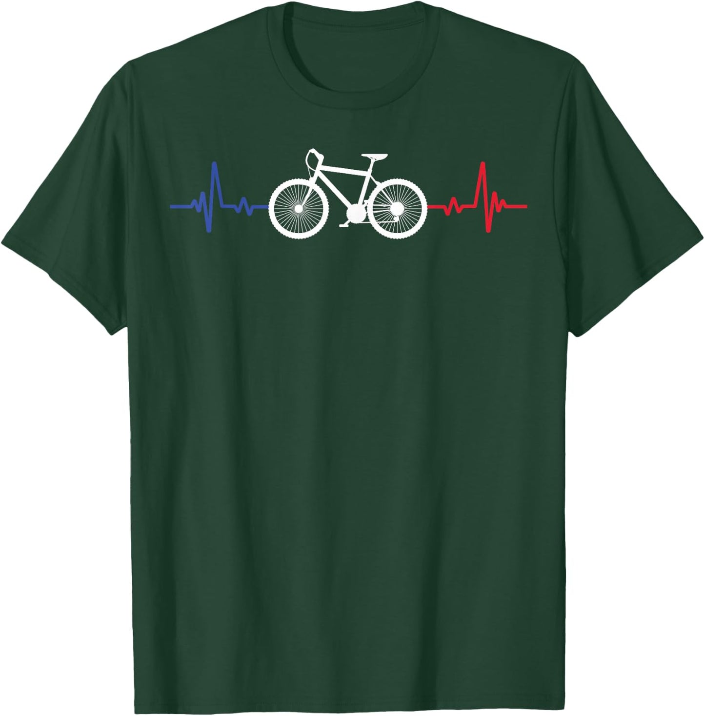 Bicycle Bike Cyclism Cycling Mtb Heartbeat Humour T-Shirt - T-Shirt | Forest