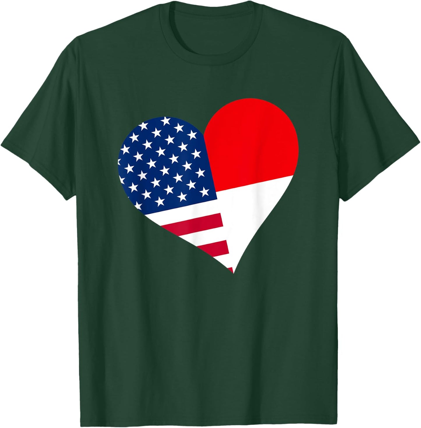 Indonesia USA Heart Shirt Indonesian American Flag T-Shirt - T-Shirt | Forest