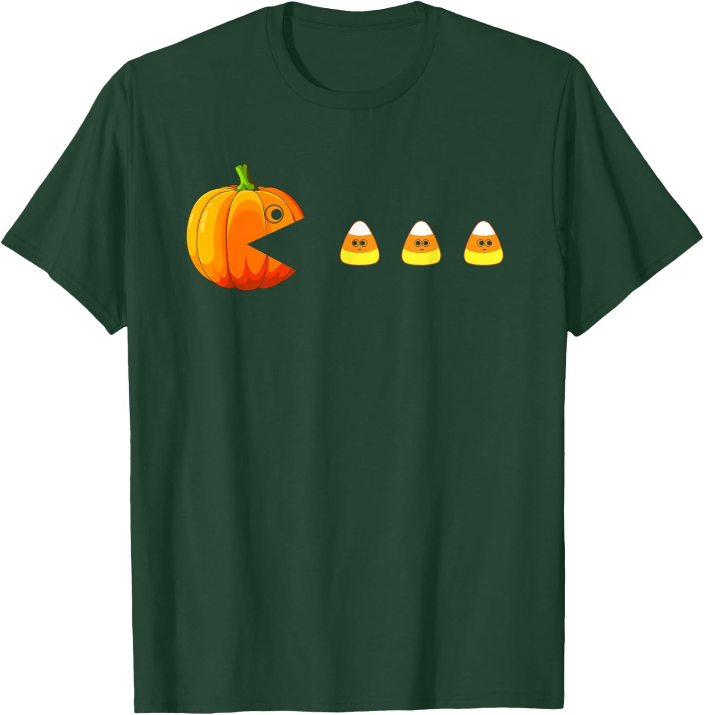 Funny Pumpkin Eating Candy Corn Halloween Boys Girls Kids T-Shirt - T-Shirt | Forest