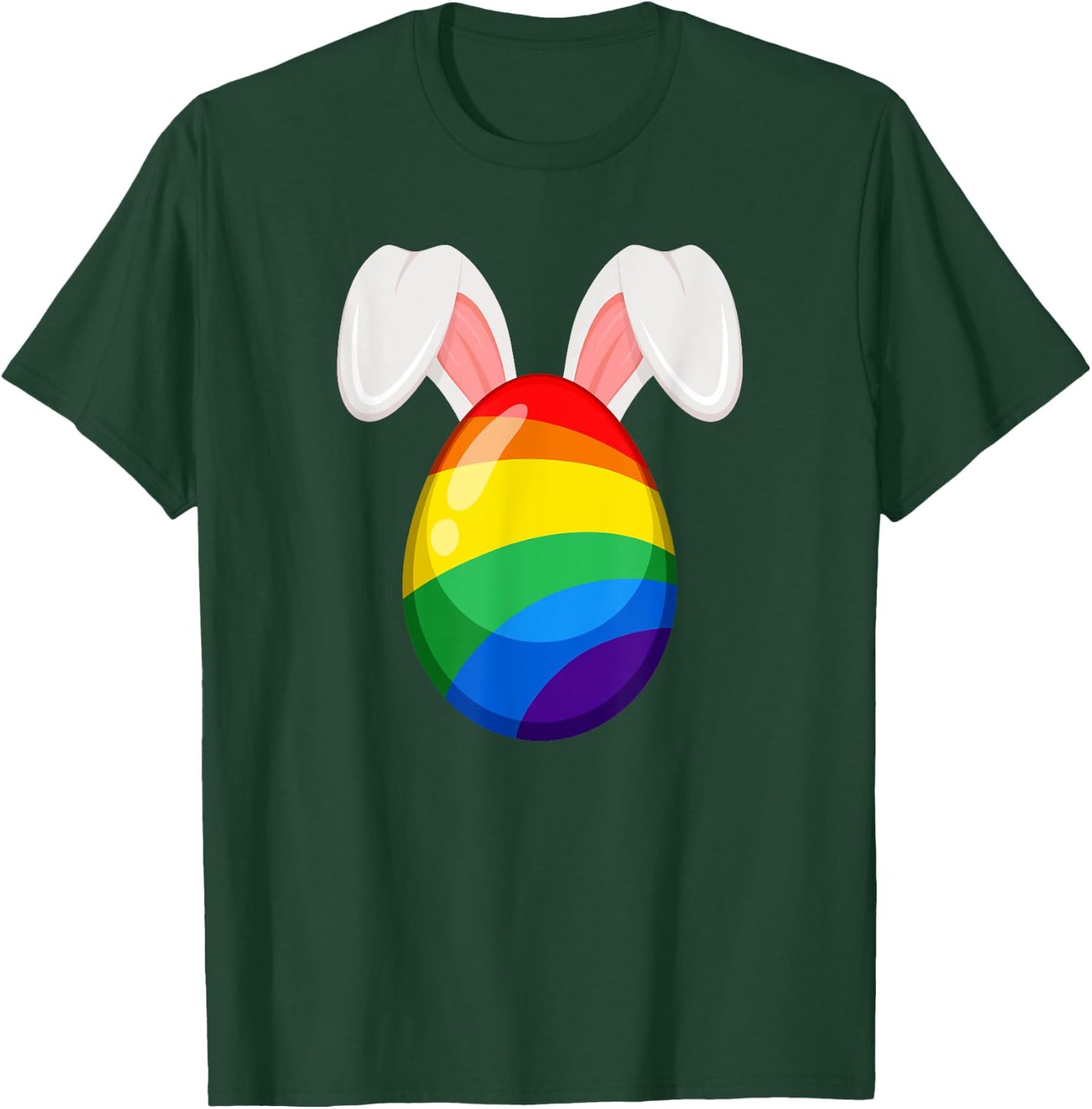 Gay Easter Bunny Ears Rainbow Egg LGBTQ Pride T-Shirt - T-Shirt | Forest