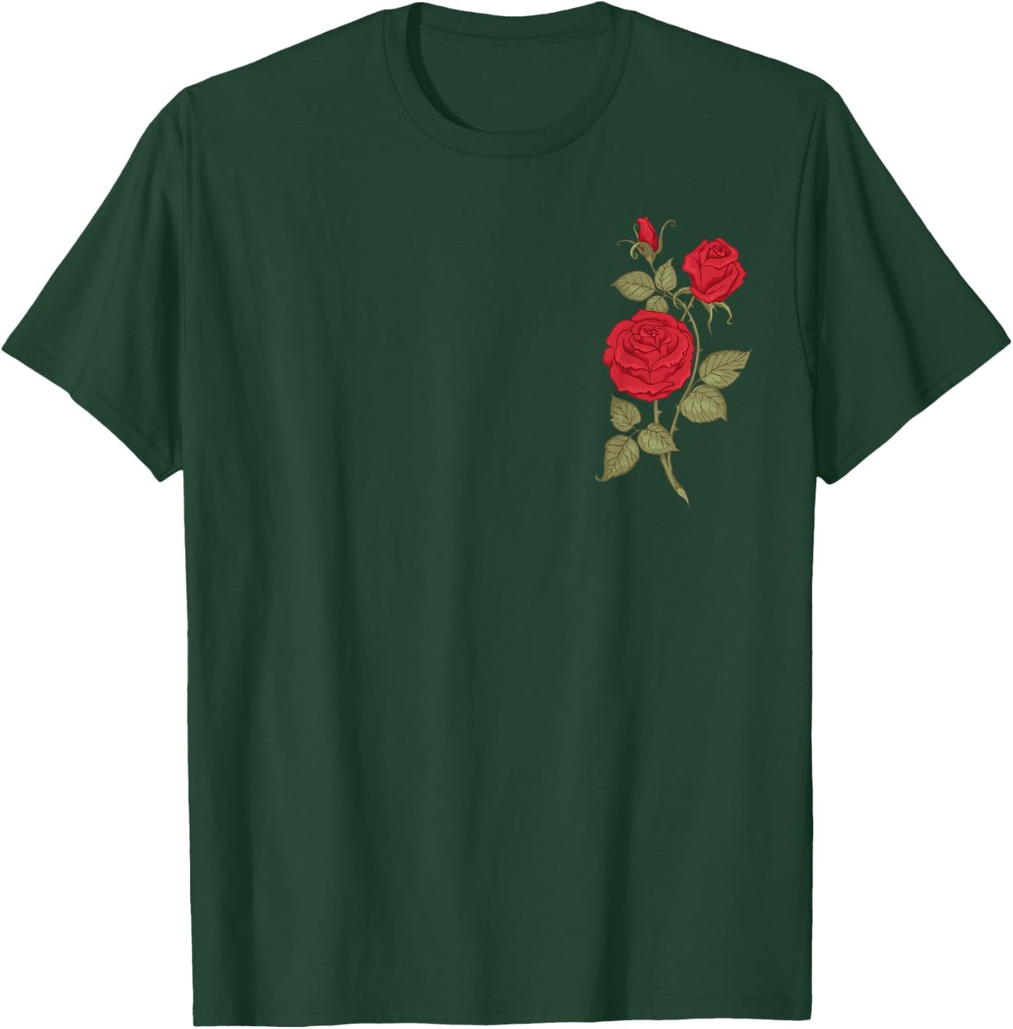 Single Red Rose Pocket Flower Romantic Love Pocket T-Shirt - T-Shirt | Forest