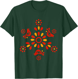 SmokyKitten Vintage Pyrex Pattern - Friendship (Red Birds) - Black, Small T-Shirt - T-Shirt | Forest