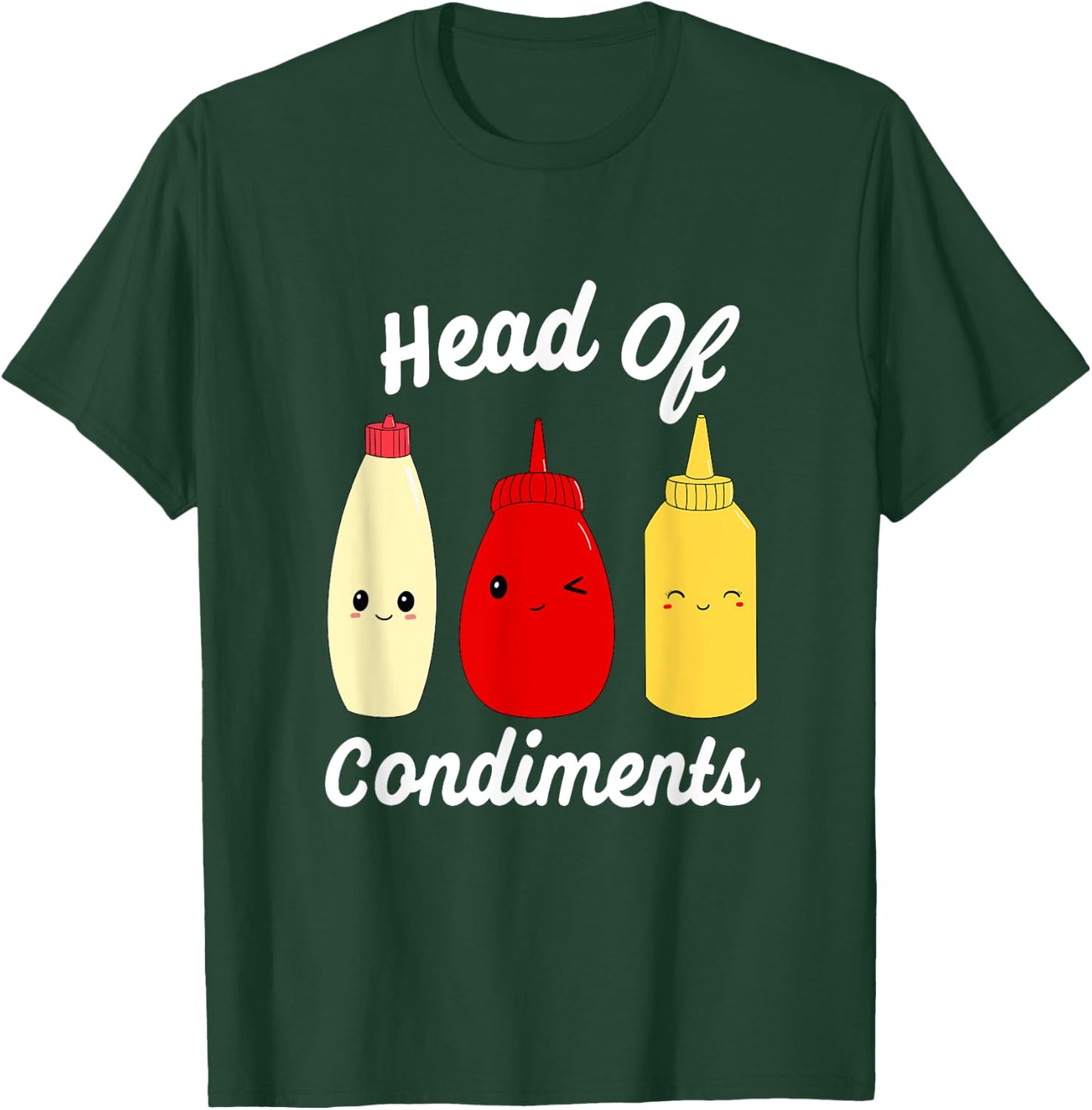 Head Of Condiments Ketchup Mayo Mustard Sauces T-Shirt - T-Shirt | Forest