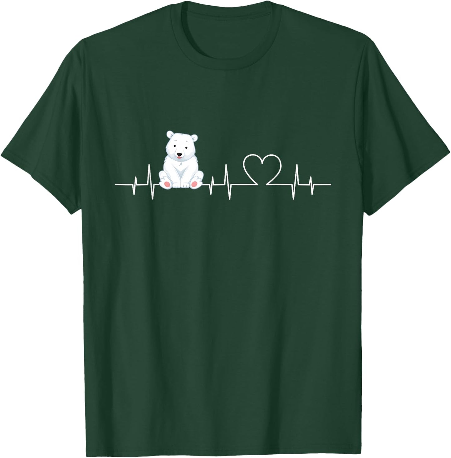 ECG-Heartbeat Eisbär - Funny Polar Bear , black, s T-Shirt - T-Shirt | Forest