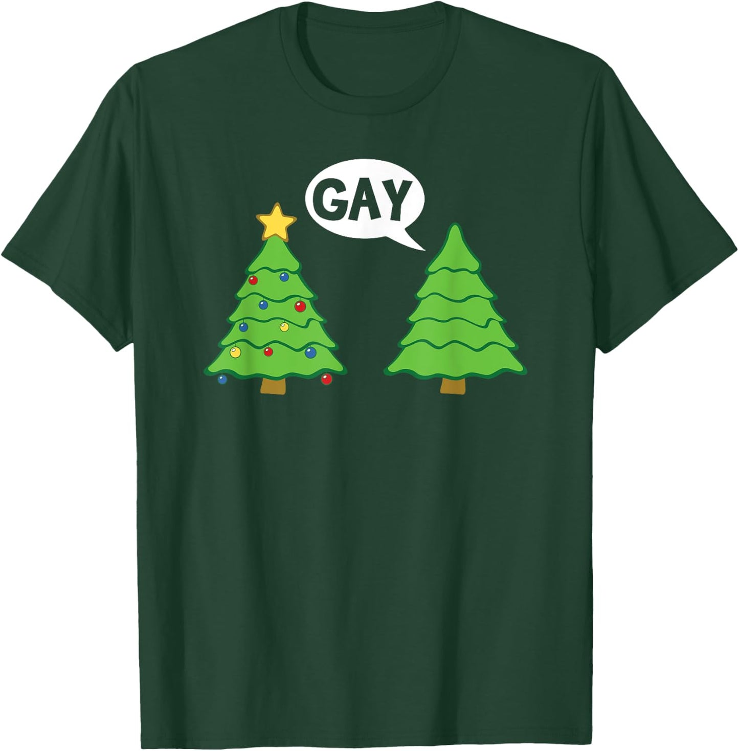 Gay Christmas Tree Funny Xmas Holiday Bisexual Pride T-Shirt - T-Shirt | Forest