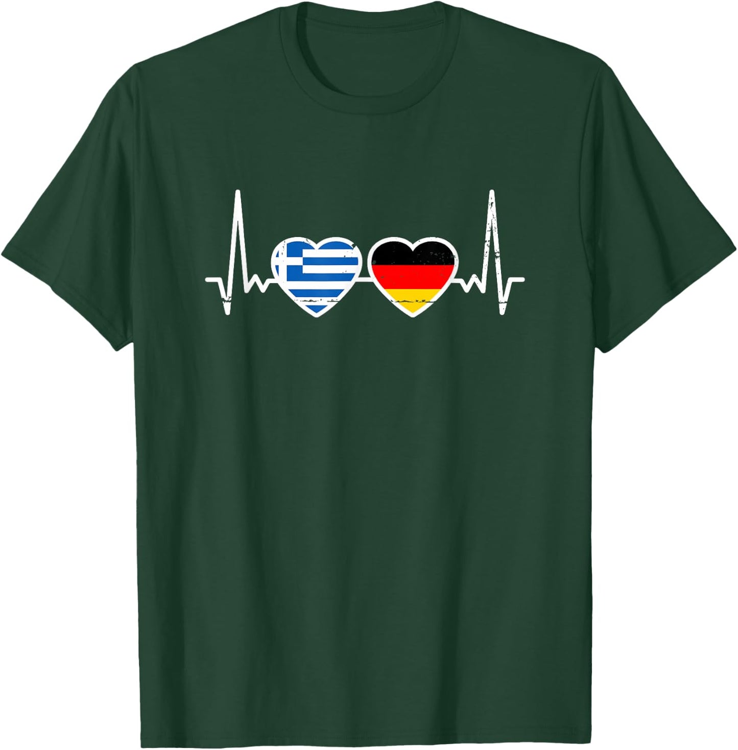 Griechenland Deutschland Herzschlag Flagge Deutsch Grieche T-Shirt - T-Shirt | Forest