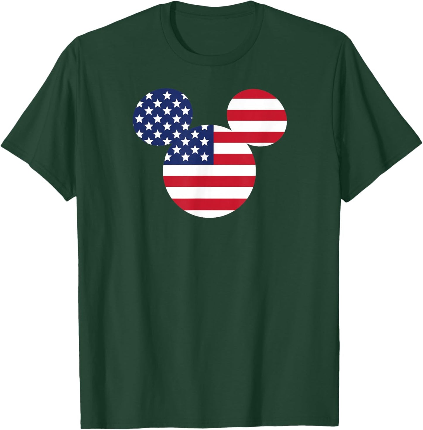 Mickey Mouse - Americana Flag Fill Ear Silhouette T-Shirt - T-Shirt | Forest
