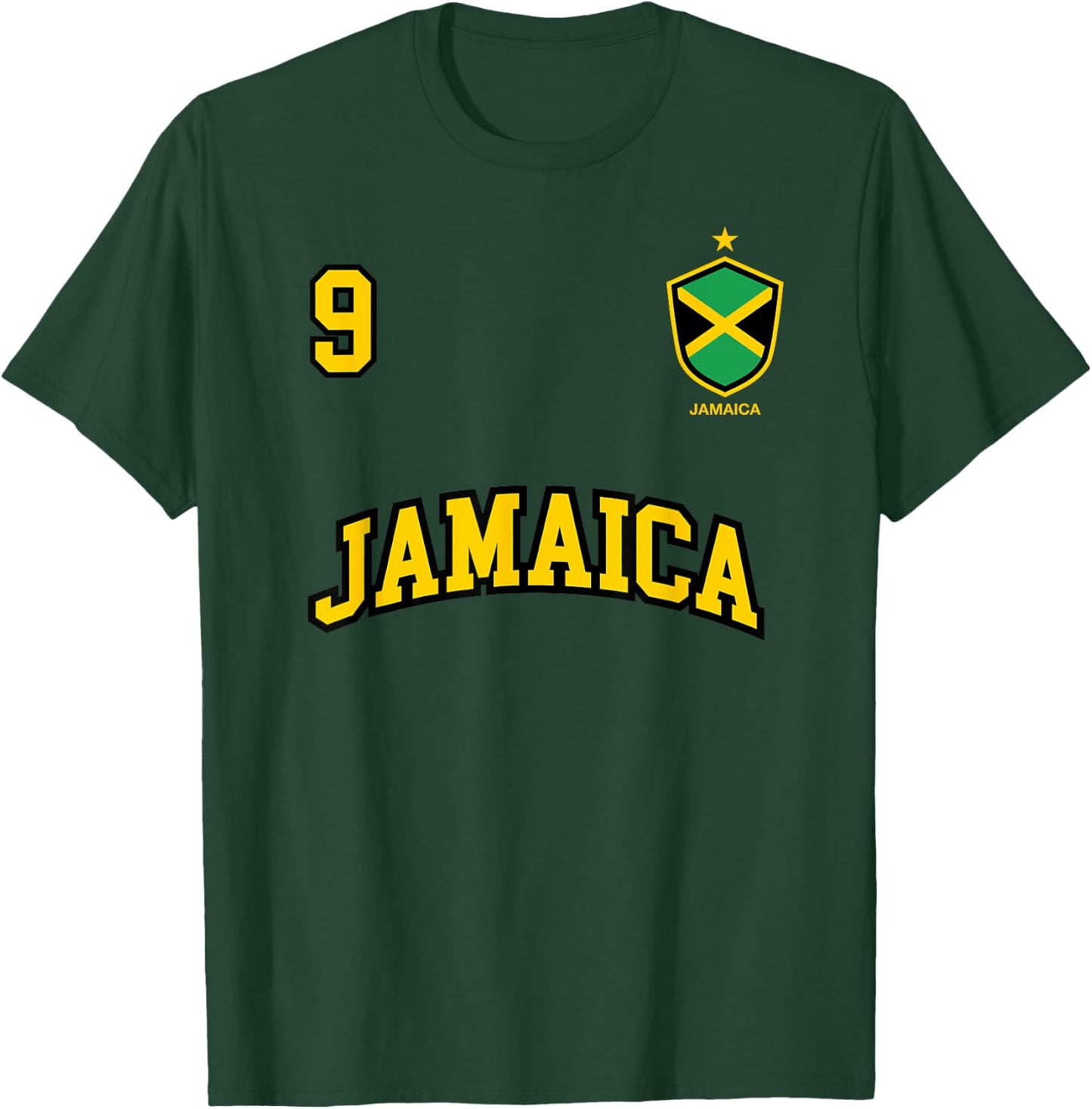 Jamaica Team Sports Number 9 Soccer Jamaican Flag T-Shirt - T-Shirt | Forest