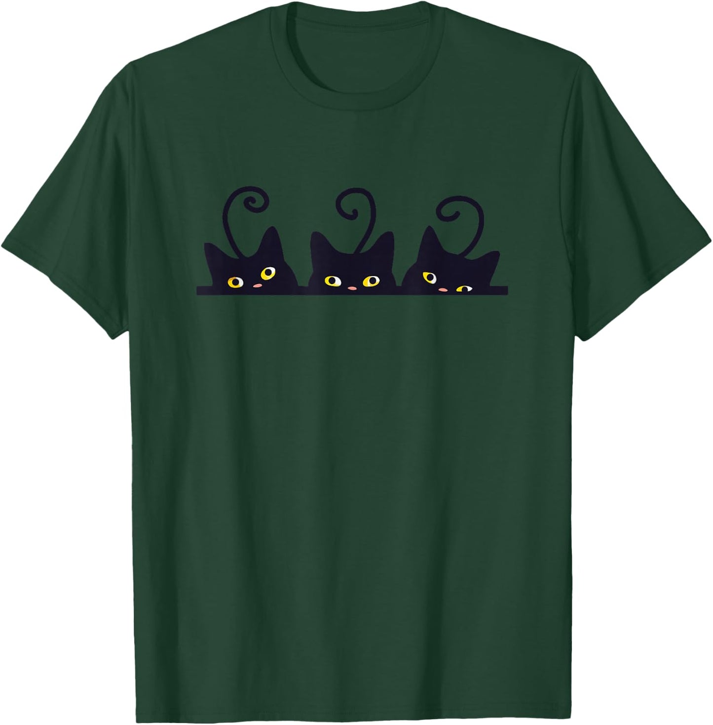 3 Black Cats Cute Cat Lover Women's Men's Cat T-Shirt - T-Shirt | Forest