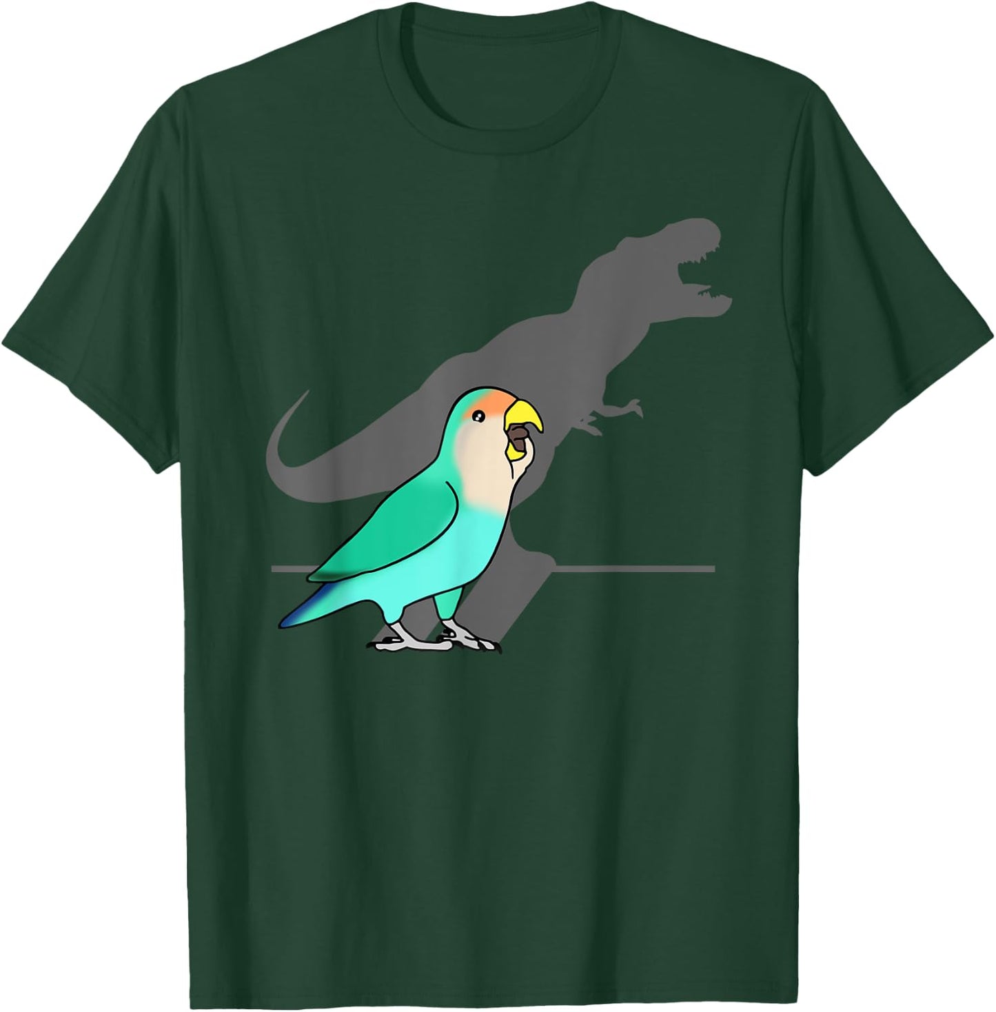 Funny Dinosaur T-Rex Shadow Dutch blue Peach faced Lovebird T-Shirt - T-Shirt | Forest