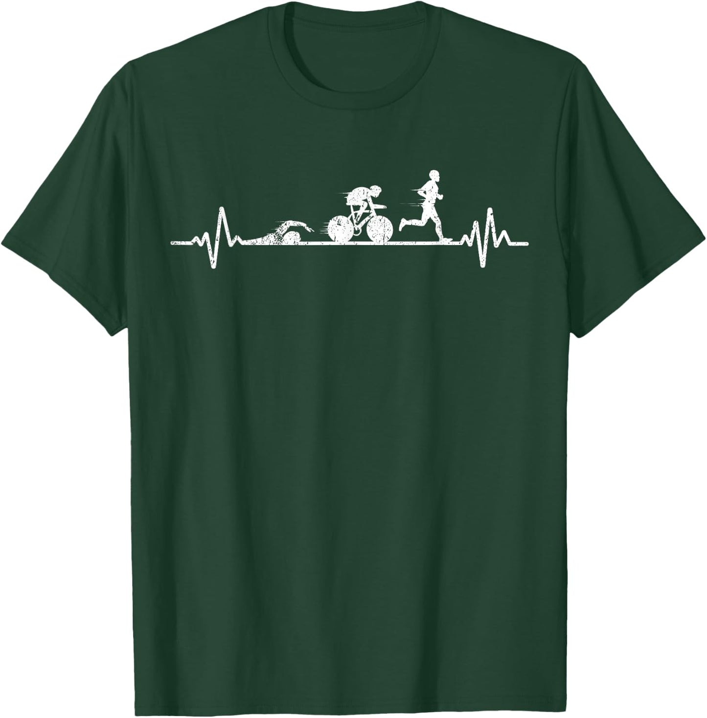 Men's Heartbeat For Triathlon Swim Bike Run Gift Athlete , black T-Shirt - T-Shirt | Forest