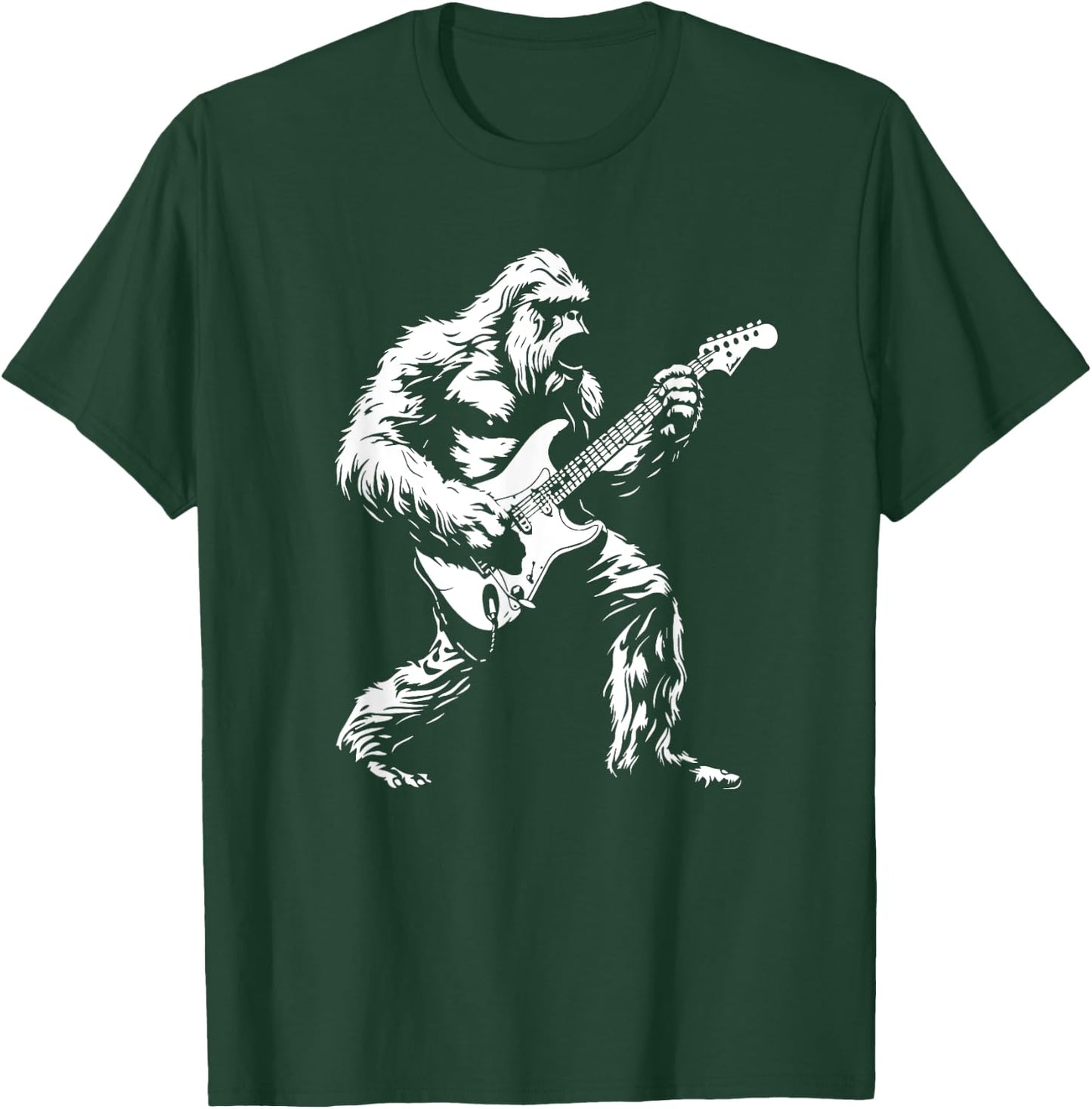 Retro Guitar Bigfoot Music Sasquatch Rock 'N Roll T-Shirt - T-Shirt | Forest